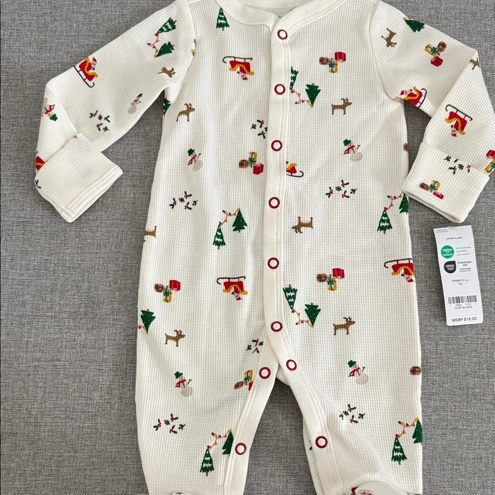 Carter's Cream Holiday Pattern Footie